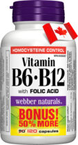 Webber Naturals Vitam&#xED;n B6 + B12 + kyselina listov&#xE1; 120 tabliet